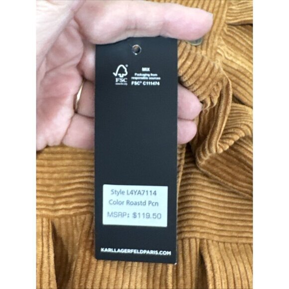 Karl Lagerfeld Paris Women's M Snap Corduroy Shacket Roasted Pecan NWT - Picture 11 of 15